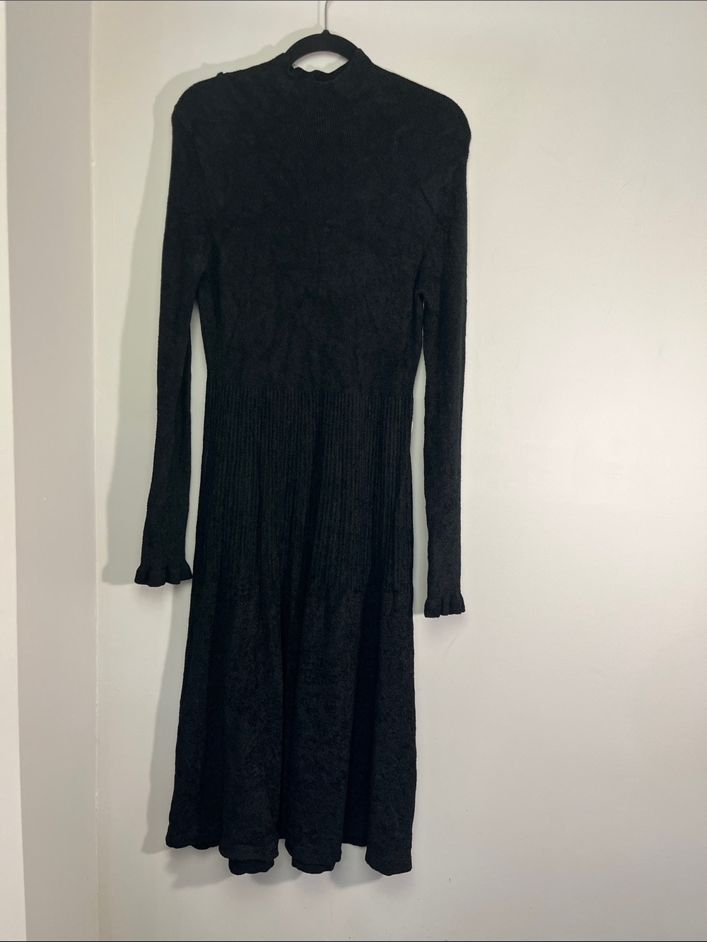Proenza Schouler Black Long-Sleeve Knit chenille Midi Dress